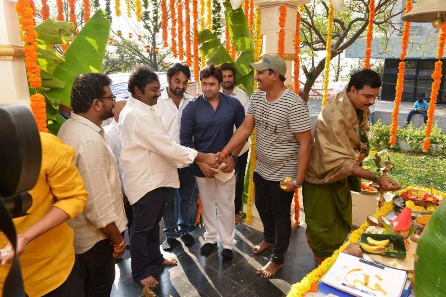 SVMP (Saraschandrikaa Visionary Motion Pictures) Production No 1 movie launch event held at Ramanaidu Studios in Hyderabad. Celebs like VV Vinayak, Nara Rohit, B Mahendra Babu, Pavan Mallela, Nandamuri Sri Vinod, Musunuru Vamsi Krishna, Bellamkonda Suresh, KS Rama Rao, Kota Srinivasa Rao and others attended the Muhurtham. Nara Rohit,Saraschandrikaa Visionary Motion Pictures,SVMP,Nara Rohit new movie,Nara Rohit new movie launch,VV Vinayak,B Mahendra Babu,Pavan Mallela,Nandamuri Sri Vinod,Musunuru Vamsi Krishna