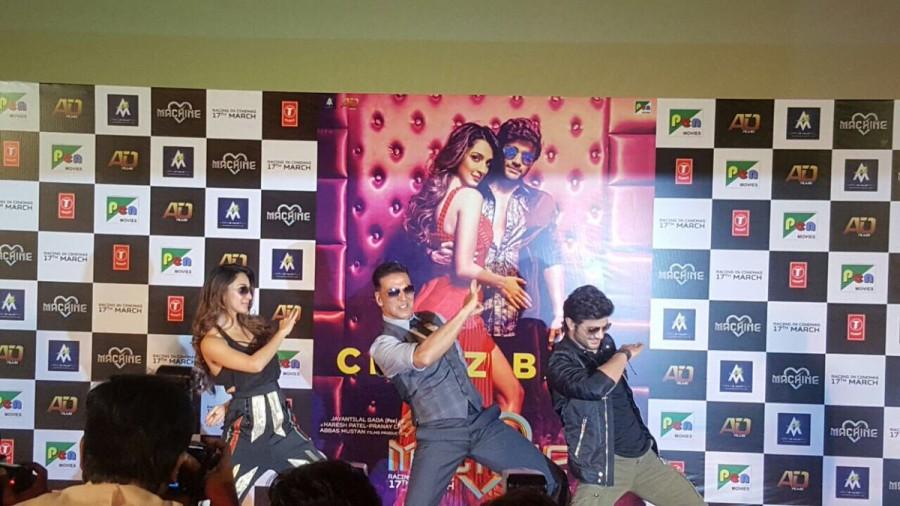 The song launch of the recreated version of 'Tu Cheez Badi Hai Mast Mast' in the presence of AKSHAY KUMAR, Mustafa, Kiara Advani and Directors Abbas-Mustan at PVR Juhu in Mumbai. Akshay Kumar,Tu Cheez Badi Hai Mast Mast,Tu Cheez Badi Hai Mast Mast song,Tu Cheez Badi Hai Mast Mast song launch,Machine,actor Akshay Kumar,Akshay Kumar pics,Akshay Kumar images,Akshay Kumar photos,Akshay Kumar stills,Akshay Kumar pictures