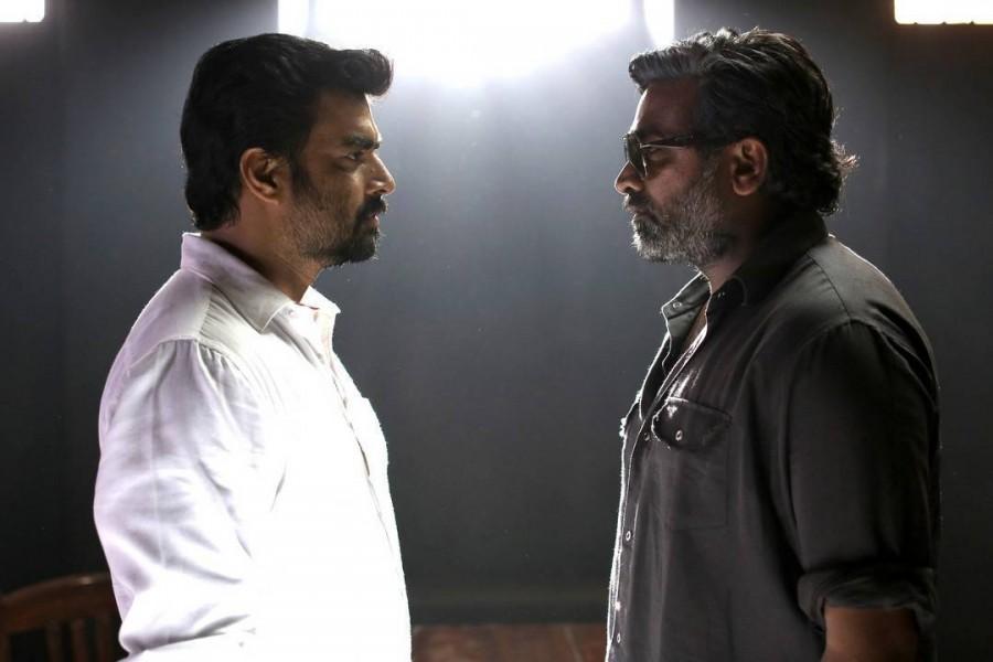 Vikram Vedha is an upcoming Tamil crime thriller film directed by Pushkar-Gayathri and produced by S. Sashikanth. The film features Vijay Sethupathi, Madhavan and Varalaxmi Sarathkumar in the lead role, while Kathir, John Vijay, Shraddha Srinath and Prem are in the supporting characters. Vijay Sethupathi and Madhavan,Vijay Sethupathi,Madhavan,Vikram Vedha,Vikram Vedha movie stills,Vikram Vedha movie pics,Vikram Vedha movie images,Vikram Vedha movie photos,Vikram Vedha movie pictures