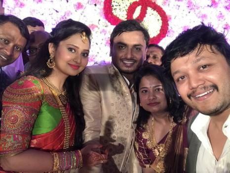 Golden star Ganesh at Amulya (Amoolya) and Jagadish engagement.