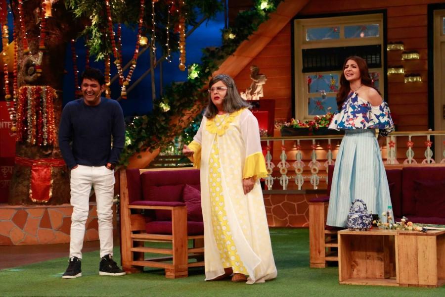 Bollywood actress Anushka Sharma promotes Phillauri on the sets of The Kapil Sharma Show in Mumbai on March 6, 2017. Anushka Sharma,actress Anushka Sharma,Phillauri,Phillauri promotion,Phillauri movie promotion,The Kapil Sharma Show,Anushka Sharma on The Kapil Sharma Show,Anushka Sharma promotes Phillauri