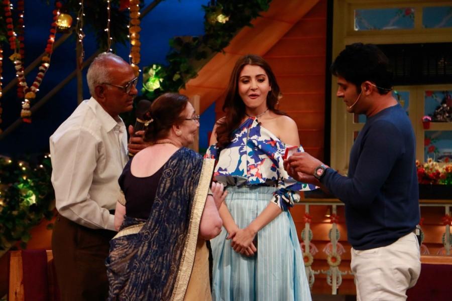 Bollywood actress Anushka Sharma promotes Phillauri on the sets of The Kapil Sharma Show in Mumbai on March 6, 2017. Anushka Sharma,actress Anushka Sharma,Phillauri,Phillauri promotion,Phillauri movie promotion,The Kapil Sharma Show,Anushka Sharma on The Kapil Sharma Show,Anushka Sharma promotes Phillauri