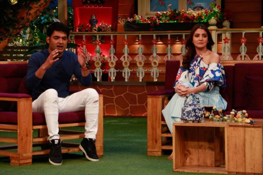 Bollywood actress Anushka Sharma promotes Phillauri on the sets of The Kapil Sharma Show in Mumbai on March 6, 2017. Anushka Sharma,actress Anushka Sharma,Phillauri,Phillauri promotion,Phillauri movie promotion,The Kapil Sharma Show,Anushka Sharma on The Kapil Sharma Show,Anushka Sharma promotes Phillauri