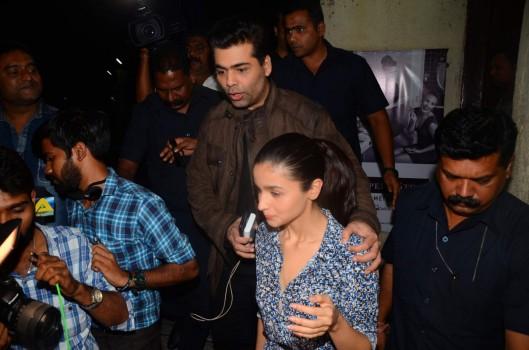 Bollywood movie Badrinath Ki Dulhania special screening held in Mumbai on March 9, 2017. Celebs like Karan Johar, Alia Bhatt, Varun Dhawan, Vivan Bhatena, Satish Kaushik, Salman Khan's sister Arpita Khan, Kunal Kohli and others attend the special screening.