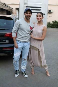 Bollywood actor Alia Bhatt and Varun Dhawan spotted at Mehboob studio for Badrinath Ki Dulhania promotion.