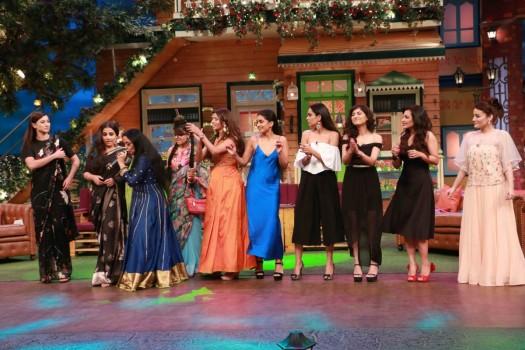 Bollywood actress Vidya Balan, Gauahar Khan and team Begum Jaan promote the film on The Kapil Sharma Show.