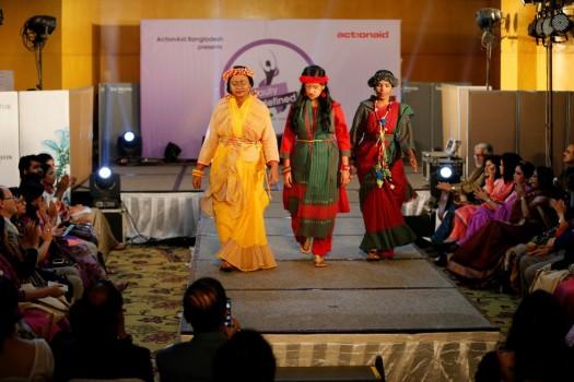 Acid attack survivors walk on the catwalk. Sonali Khatun, 13, who had acid thrown on her face when she was just 17 days old over a family property dispute, led the parade. She spent almost three years in hospital undergoing eight operations but never gave up hope of living a full life. 