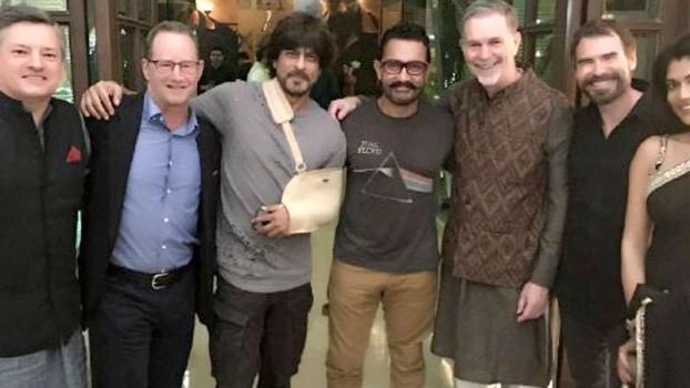 Bollywood superstars Shah Rukh Khan and Aamir Khan spent some Khan time together with a global internet TV network Netflix's CEO Reed Hastings and his team on Saturday night. Shah Rukh and Hastings posted a photograph where the Bollywood actors and Netflix team posed for the shutterbugs. 
