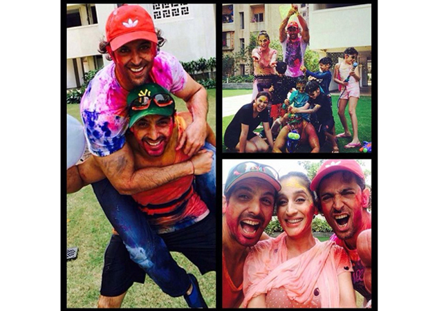 Hrithik Roshan, Zayed Khan and Farah Khan Ali Salman Khan,Shah Rukh Khan,Aamir Khan,Hrithik Roshan,Sunny Leone,best Holi moments,Holi moments,Celebs Holi moments,Holi funny moments