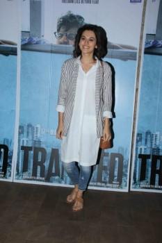 Trapped special screening held in Mumbai. Celebs like Taapsee Pannu, Rajkummar Rao, Kriti Sanon, Richa Chadda and other Bollywood Celebs spotted at special screening.
