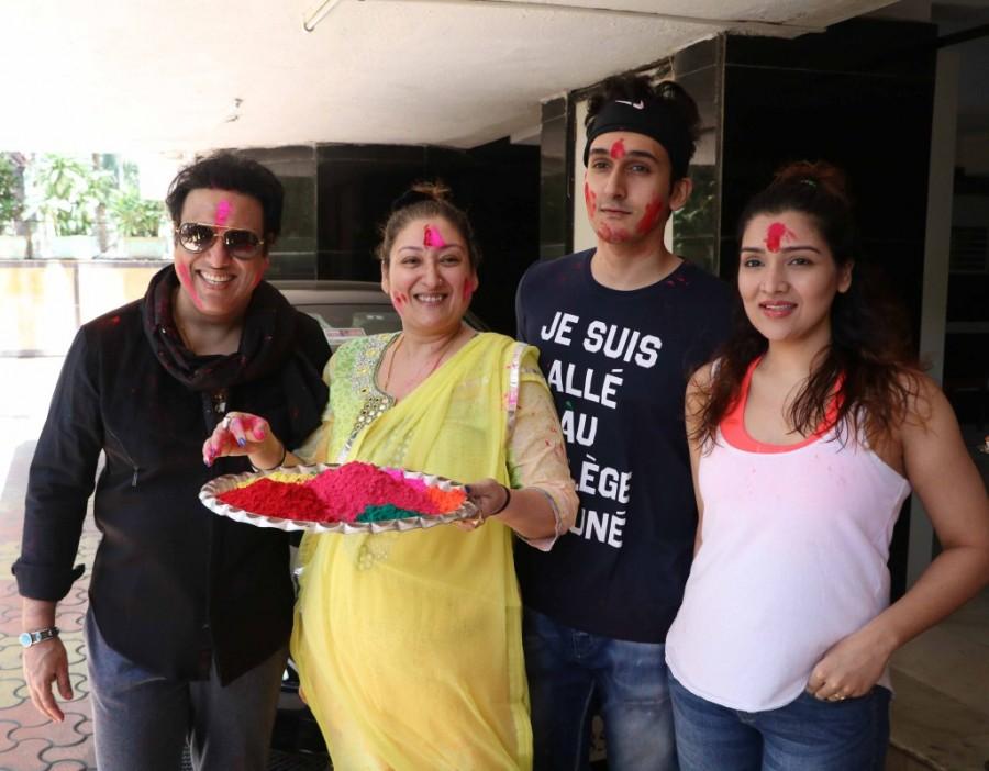 Bollywood actor Govinda celebrates Holi festival with Family. Govinda celebrates holi,Govinda celebrates Holi festival,Govinda,actor Govinda,Govinda pics,Govinda images,Govinda photos,Govinda stills,Govinda pictures