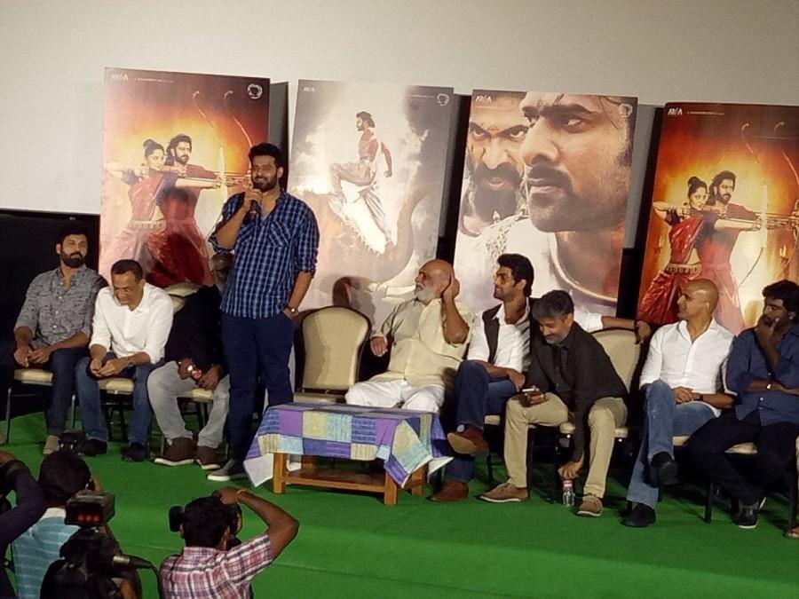 The makers of Baahubali put together an extravagant experience for the audience as they showcased the trailer of Baahubali : The Conclusion to fans and media folks at a Suburban multiplex in Mumbai. Prabhas,Rana Daggubati,SS Rajamouli,Bahubali 2 trailer launch,Bahubali 2 trailer,Bahubali 2 trailer launch pics,Bahubali 2 trailer launch images,Bahubali 2 trailer launch photos,Bahubali 2 trailer launch stills,Bahubali 2 trailer launch pictures