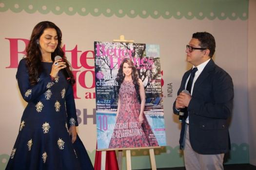Bollywood actor Juhi Chawla spotted during the unveiling of the March 2017 issue of Better Homes & Gardens magazine in Mumbai on March 16, 2017. The magazine also celebrated its 10th Anniversary.