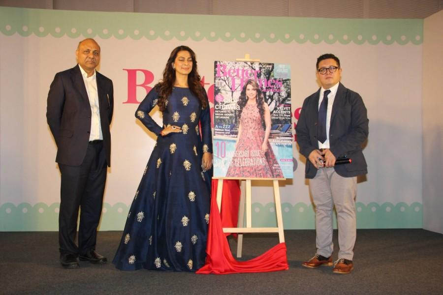 Bollywood actor Juhi Chawla spotted during the unveiling of the March 2017 issue of Better Homes & Gardens magazine in Mumbai on March 16, 2017. The magazine also celebrated its 10th Anniversary. Juhi Chawla,actress Juhi Chawla,Gardens magazine,Gardens magazine 10th anniversary celebration,Juhi Chawla at Gardens magazine launch,Gardens magazine launch