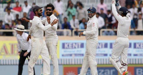 Glenn Maxwell, who returned to the Australian Test side after a lengthy period, scored his maiden century in the longest format of the game and put on a 191-run stand with Smith to help the visitors to a strong position after losing early wickets on the opening day. India vs Australia,Ravindra Jadeja,Jadeja,Ravindra Jadeja India,Ravindra Jadeja shines,india vs australia test series 2017,india vs australia test series,India vs Australia Test,India vs Australia pics,India vs Australia images,India vs Australia photos