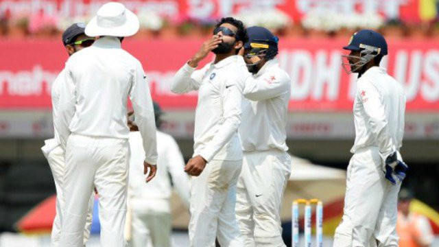 Brief scores: Australia (First Innings): 451 (Steven Smith 178 not out, Glenn Maxwell 104; Ravindra Jadeja 5/124, Umesh Yadav 3/106). India vs Australia,Ravindra Jadeja,Jadeja,Ravindra Jadeja India,Ravindra Jadeja shines,india vs australia test series 2017,india vs australia test series,India vs Australia Test,India vs Australia pics,India vs Australia images,India vs Australia photos