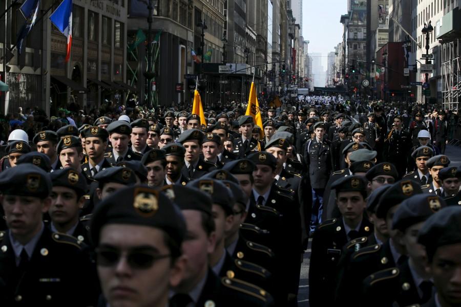 Participants march while they take part during the St. Patrick's Day parade in New York March 17, 2016. St Patrick’s Day,St Patrick’s Day 2017,St Patrick’s Day photos,irish holiday,St Patrick’s Day holiday,people celebrate St Patrick’s Day,St Patrick’s Day green,photos,Duchess of Cambridge,prince william,Catherine,St Patrick’s Day parade