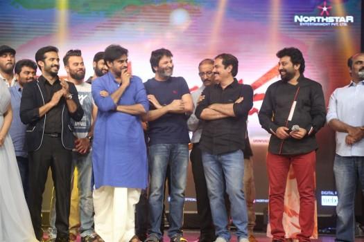 Telugu movie Katamarayudu Pre-Release event held at Hyderabad. Celebs like Pawan Kalyan, Trivikram Srinivas, Kishore Kumar Pardasani, Anup Rubens, Sharath Marar, Madhumitha, Siva Balaji, Ramajogaiah Sastry, Chaitanya Krishna, Bandla Ganesh Babu, Ajay, Dhanunjay, AM Rathnam, Manasa Himavarsh, Ali, Suma and others graced the event.