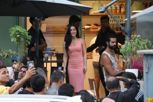 Bollywood actress Elli Avram spotted at Bandra.