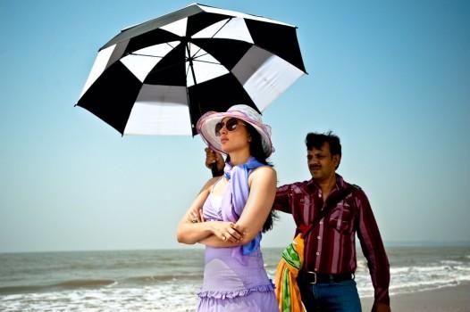 Kareena Kapoor on location for a commercial ad shoot.