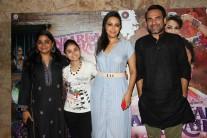 Bollywood filmmaker Ashwiny Iyer Tiwari, actors Pankaj Tripathi, Sahil Salathia, Vicky Kaushal, Deepak Dobriya, Mohammed Zeeshan Ayyub and Swara Bhaskar spotted during the screening of film Anaarkali of Aarah in Mumbai on March 23, 2017.