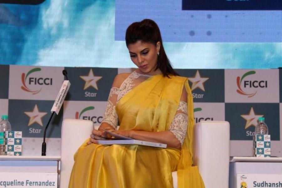 Bollywood actress Jacqueline Fernandez spotted during the session on Censorship Woes: M&E's Battle Against Thousand Cuts at the FICCI Frames 2017 in Mumbai on March 23, 2017. Jacqueline Fernandez,actress Jacqueline Fernandez,Jacqueline Fernandez spotted at FICCI Frames 2017,Jacqueline Fernandez at FICCI Frames 2017,FICCI Frames 2017,FICCI Frames,Jacqueline Fernandez pics,Jacqueline Fernandez images,Jacqueline Fernandez photos