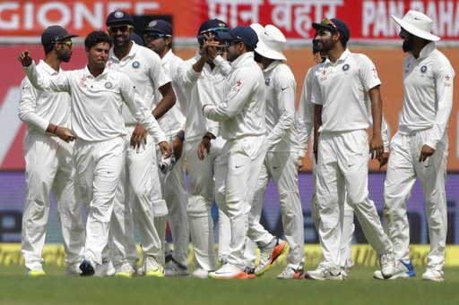 At tea, wicketkeeper Matthew Wade (13 not out) was at the crease with Pat Cummins, who is still to open his account. Kuldeep (3/41) strangled the Kangaroos line-up getting the vital wicket of opener David Warner (56) just after the lunch break, to end the southpaw's 134-run second wicket stand with Smith (111). Soon after, the chinaman got rid of Peter Handscomb and Glenn Maxwell for identical scores of eight, as Smith held one end tight before bringing up his third century of the series in 150 balls. Kuldeep Yadav,kuldeep yadav bowling,Australia to 208/6 at tea,Australia 208/6 at tea,spinner Kuldeep Yadav,Steve Smith',India vs Australia,india vs australia test series 2017,india vs australia test series,India vs Australia 4th Test