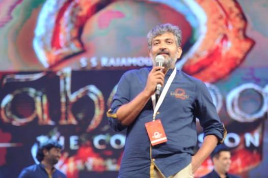 Director SS Rajamouli spotted at Baahubali 2 pre-release event.
