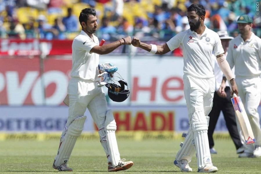 For Australia spinner Nathon Lyon scalped five wickets while Cummins took three wickets. Josh Hazlewood and O'Keefe chipped in with one wicket each. India vs Australia,india vs australia test series 2017,india vs australia live,India vs Australia 4th Test,India vs Australia score,India vs Australia pics,India vs Australia images,India vs Australia stills,India vs Australia pictures