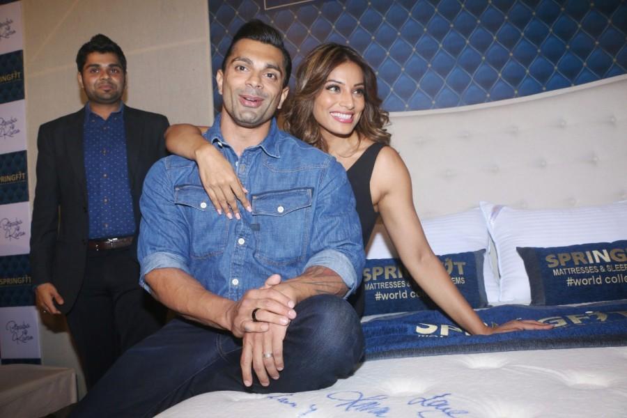 Nitin Gupta - Executive Director of Springfit Mattresses, Karan Singh Grover and Bipasha Basu at the Spring Mattresses' autograph collection launch. Bipasha Basu,Karan Singh Grover,Nitin Gupta,SK Malhotra,Springfit Mattresses Autograph Collection,Springfit Mattresses Autograph Collection launch,Springfit Mattresses Autograph Collection launch pics,Springfit Mattresses Autograph Collection launch image