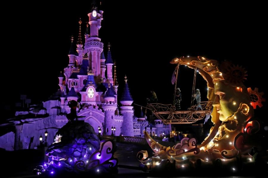 The Discover Imagination's Peter Pan Char is seen during a rehearsal for the Disney Stars on Parade, the new parade to celebrate the 25th anniversary of the park, on Plaza Garden in Disneyland Paris in Marne-la-Vallee, near Paris, France, March 21, 2017. Disneyland Paris,Disneyland,Disney Stars,Disneyland Paris turns 25,25th anniversary of Disneyland Paris,Disneyland Paris 25