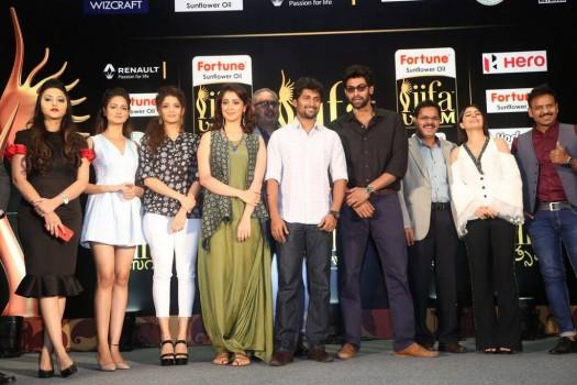 IIFA Utsavam Awards 2017 Press Meet held at Hyderabad. Celebs like Nani, Rana Daggubati, Akshara Haasan, Ritika Singh, Pragya Jaiswal, Shanvi, Raai Laxmi, Meghana Gaonkar, Isha Talwar, Nassar, Gemini Kiran and others graced the event.