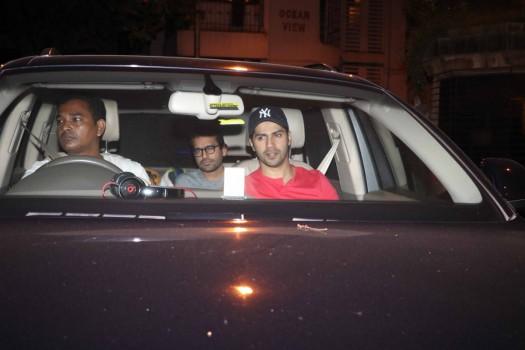Bollywood actor Varun Dhawan and Sidharth Malhotra spotted at Karan Johar's house.