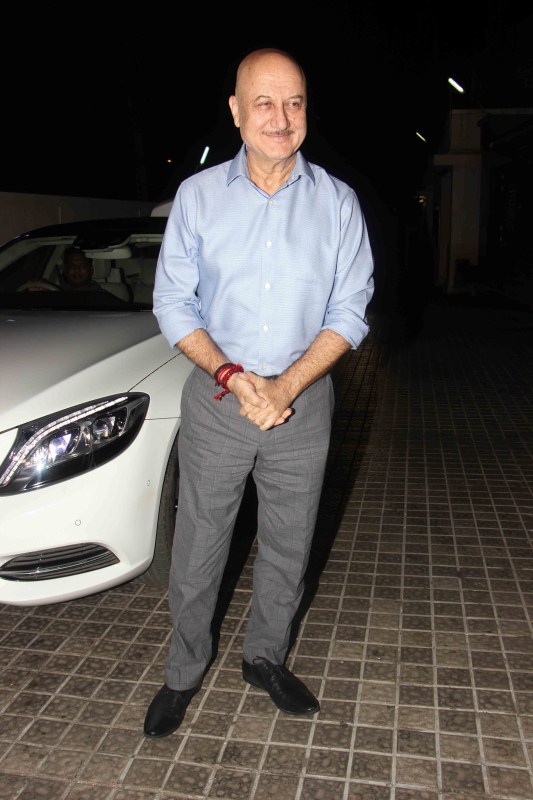 Anupam Kher spotted at Naam Shabana special screening. Taapsee Pannu,Anupam Kher,Satish Kaushik,Elli Avaram,Vicky Kaushal,Saurabh Shukla