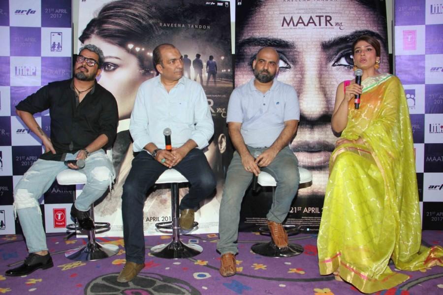 Bollywood producer Anjum Rizvi, actor Raveena Tandon and director Ashtar Sayed spotted during the trailer launch of film Maatr in Mumbai on March 30, 2017. Anjum Rizvi,Raveena Tandon,actor Raveena Tandon,Ashtar Sayed,Maatr trailer,Maatr,Maatr trailer launch,Maatr trailer launch pics,Maatr trailer launch images,Maatr trailer launch stills,Maatr trailer launch pictures