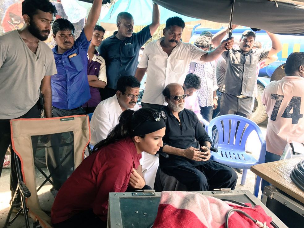 Superstar Rajinikanth graces last day shoot of Dhanush's VIP 2. Rajinikanth,Superstar Rajinikanth,Rajinikanth at VIP 2,Rajinikanth at VIP 2 shooting,Dhanush,VIP 2,vip 2 shooting,VIP 2 wraps up
