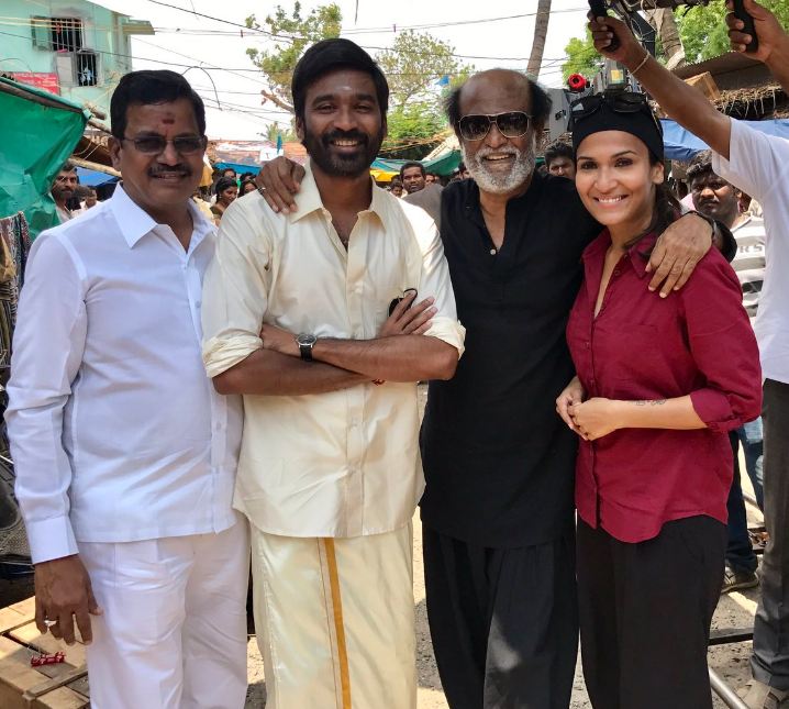 Superstar Rajinikanth graces last day shoot of Dhanush's VIP 2. Rajinikanth,Superstar Rajinikanth,Rajinikanth at VIP 2,Rajinikanth at VIP 2 shooting,Dhanush,VIP 2,vip 2 shooting,VIP 2 wraps up