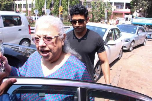 Bollywood actor Farhan Akhtar with his mother spotted at Bandra in Mumbai, India on April 2, 2017.