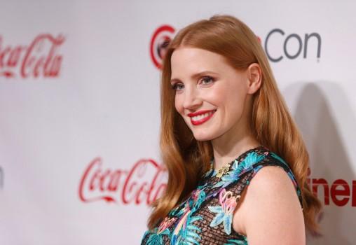 Actor Jessica Chastain poses on the red carpet during CinemaCon, a convention of movie theater owners, in Las Vegas, Nevada.