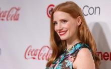 Actor Jessica Chastain poses on the red carpet during CinemaCon, a convention of movie theater owners, in Las Vegas, Nevada.