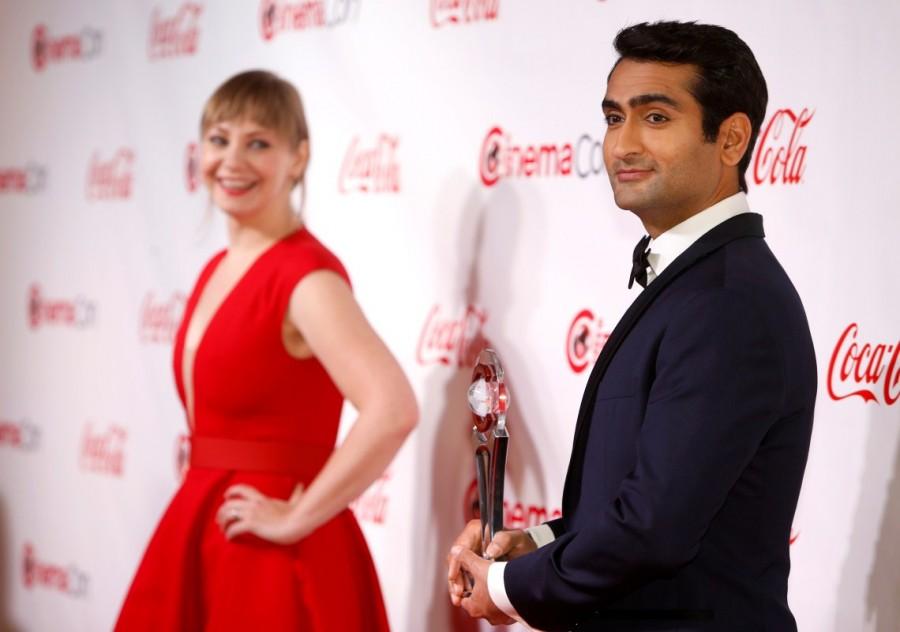 Actor/comedian Kumail Nanjiani, recipient of the Comedy Star of the Year Award, and his wife writer Emily Gordon. Jessica Chastain,Salma Hayek,Sofia Boutella,Big Screen Achievement Awards,Big Screen Achievement Awards 2017,Big Screen Achievement Awards pics,Big Screen Achievement Awards images,Big Screen Achievement Awards stills,Big Screen Achievement Awards picture
