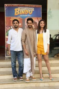 Parineeti Chopra & Ayushman Khurana spotted during the Meri Pyaari Bindu first look launch at Yashraj Studio in Mumbai on April 03, 2017.