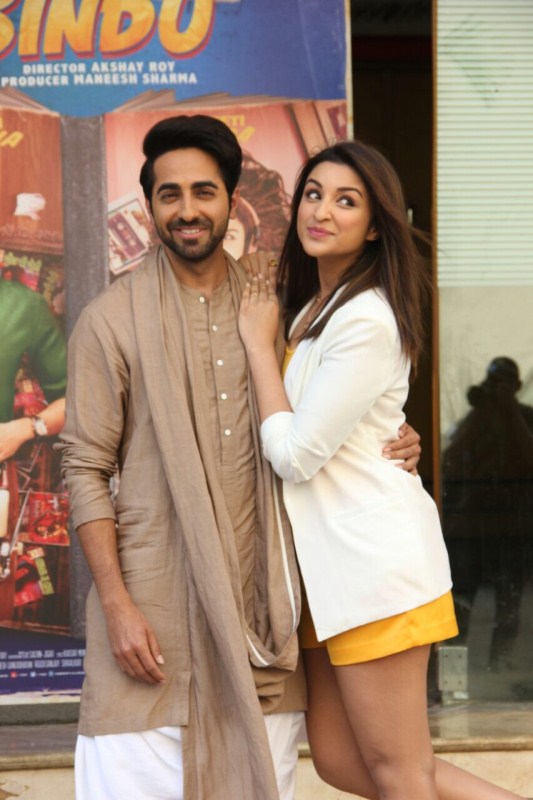 Parineeti Chopra & Ayushman Khurana spotted during the Meri Pyaari Bindu first look launch at Yashraj Studio in Mumbai on April 03, 2017. Parineeti Chopra and Ayushman Khurana,Parineeti Chopra,Ayushman Khurana,Meri Pyaari Bindu,Meri Pyaari Bindu first look,Meri Pyaari Bindu first look poster,Meri Pyaari Bindu first look launch,Meri Pyaari Bindu first look launch pics,Meri Pyaari Bindu first