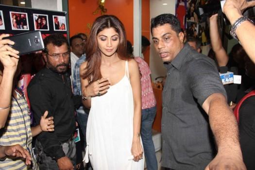Bollywood actress Shilpa Shetty spotted during the launch of makeup artist Ajay Shelar's training academy in Mumbai on April 03, 2017.