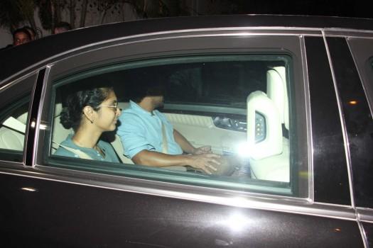 Bollywood actor Aamir Khan with his wife Kiran Rao spotted at Karan Johar's house.