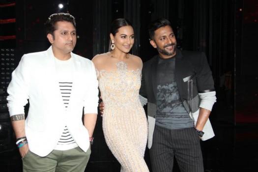 Bollywood director Mohit Suri, actor Sonakshi Sinha and Dancer Terence Lewis during the promotion of Star Plus dance reality show Nach Baliye 8 in Mumbai on April 4, 2017.