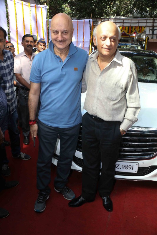 Bollywood actor Anupam Kher and filmmaker Mukesh Bhatt during the inauguration of the new Central Board of Film Certification (CBFC) office at the Film Division campus in Mumbai on April 4, 2017. Sonu Sood,Boney Kapoor,Mukesh Bhatt,Krishan Kumar,filmmaker Vashu Bhagnani,Ramesh Taurani,Vipul Shah,Amitabh Bachchan,CBFC office
