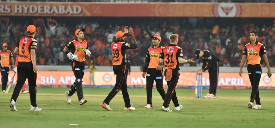 Defending champions Sunrisers Hyderabad rode on a solid top order contribution and some disciplined bowling to defeat Royal Challengers Bangalore (RCB) by 35 runs in the opening match of the 2017 Indian Premier League (IPL) here on Wednesday. Asked to bat first by the visitors, Hyderabad posted a commanding 207/4 in their allotted 20 overs at the Rajiv Gandhi International Stadium. In reply, RCB were bowled out for 172 runs in 19.4 overs. RCB started their chase in explosive fashion as Chris Gayle and Mandeep Singh scored around 10 runs an over in the first five overs. The visitors suffered their first blow when a Rashid Khan delivery found an inside edge off Mandeep's bat before hitting the stumps. IPL 2017,IPL,Sunrisers Hyderabad beat Royal Challengers Bangalore,Sunrisers Hyderabad,Royal Challengers Bangalore,RCB,Shikhar Dhawan,Yuvraj Singh