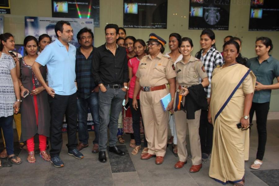 Bollywood actor Manoj Bajpayee during the special screening of film Naam Shabana organised for the Mumbai Police officers in Mumbai on April 5, 2017. Naam Shabana,Naam Shabana Special screening,Manoj Bajpayee,Naam Shabana Special screening pics,Naam Shabana Special screening images,Naam Shabana Special screening photos,Naam Shabana Special screening stills,Naam Shabana Special screening pictures