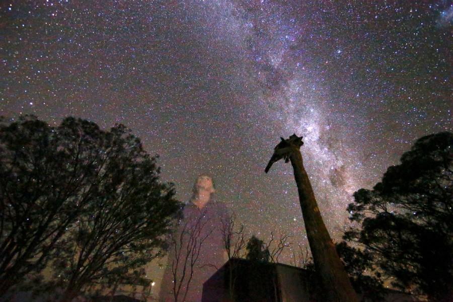 May McKeown looks up at the stars as she stands in the front yard of her homestead on her 6000-acre property near the town of Come-by-Chance, located over 700 kilometres north-west of Sydney in Australia. Solitary life,Australia,Australia Outback,May McKeown,remote Australia